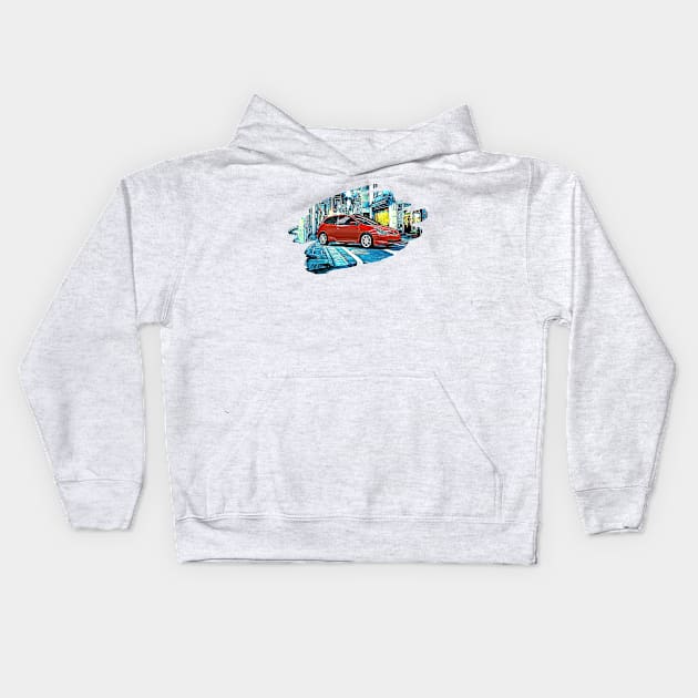 EP3 Civic Type R Tokyo Night Print Kids Hoodie by Auto-Prints